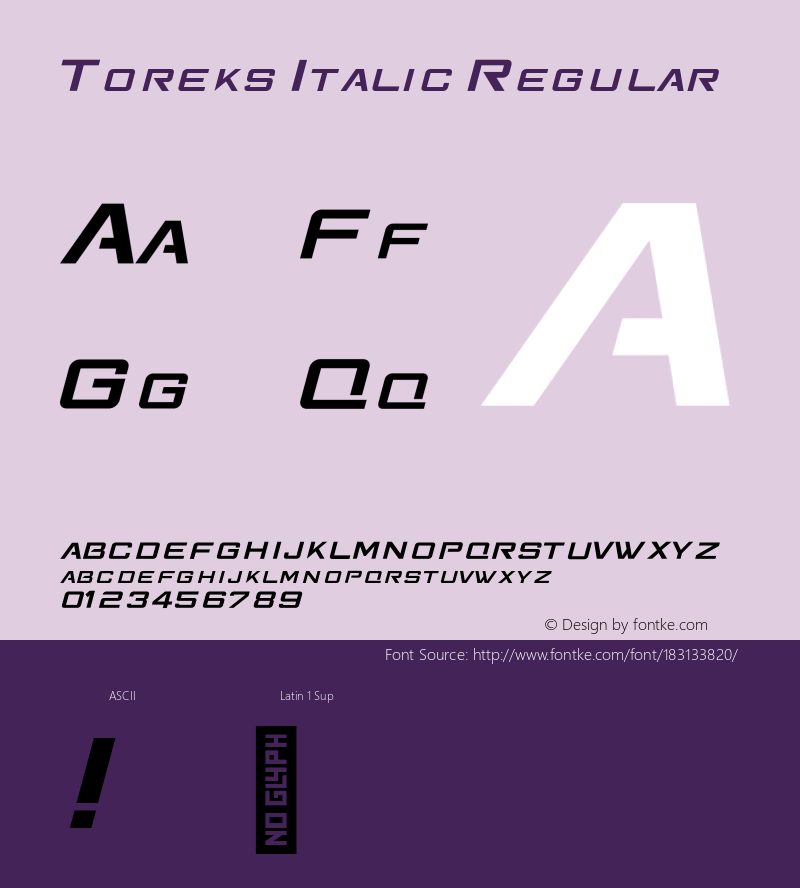 Toreks Italic Version 1.000;FEAKit 1.0图片样张