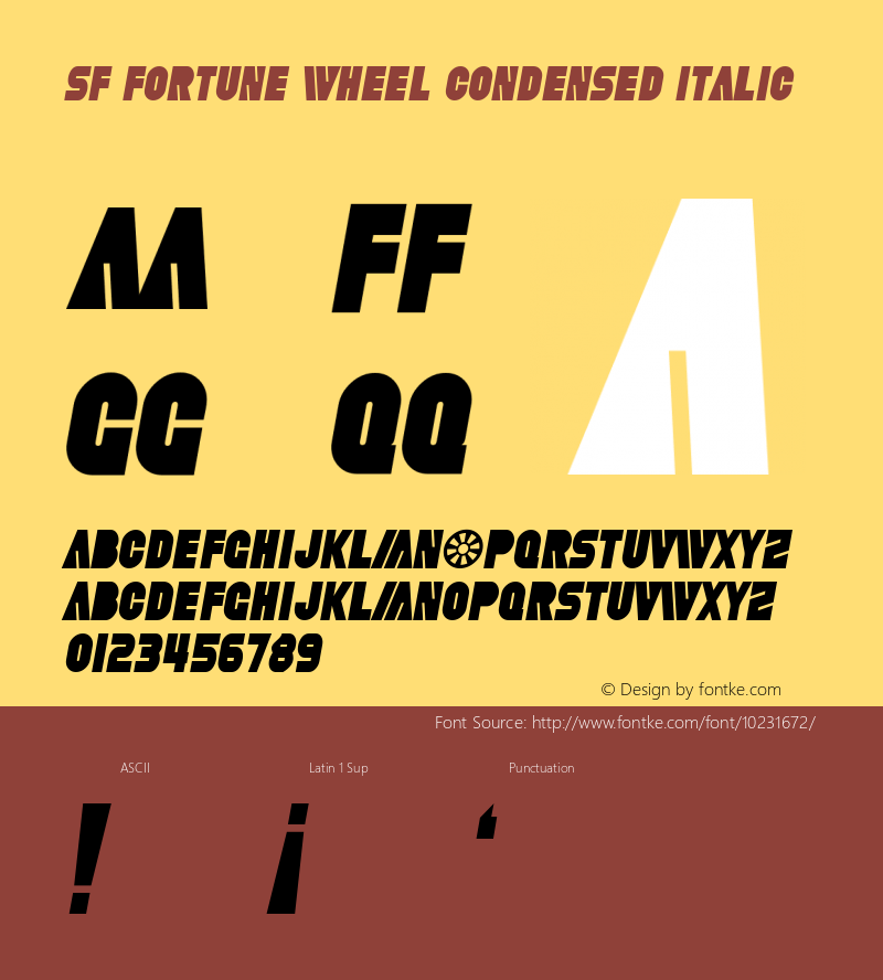 SF Fortune Wheel Condensed Italic 1.0图片样张