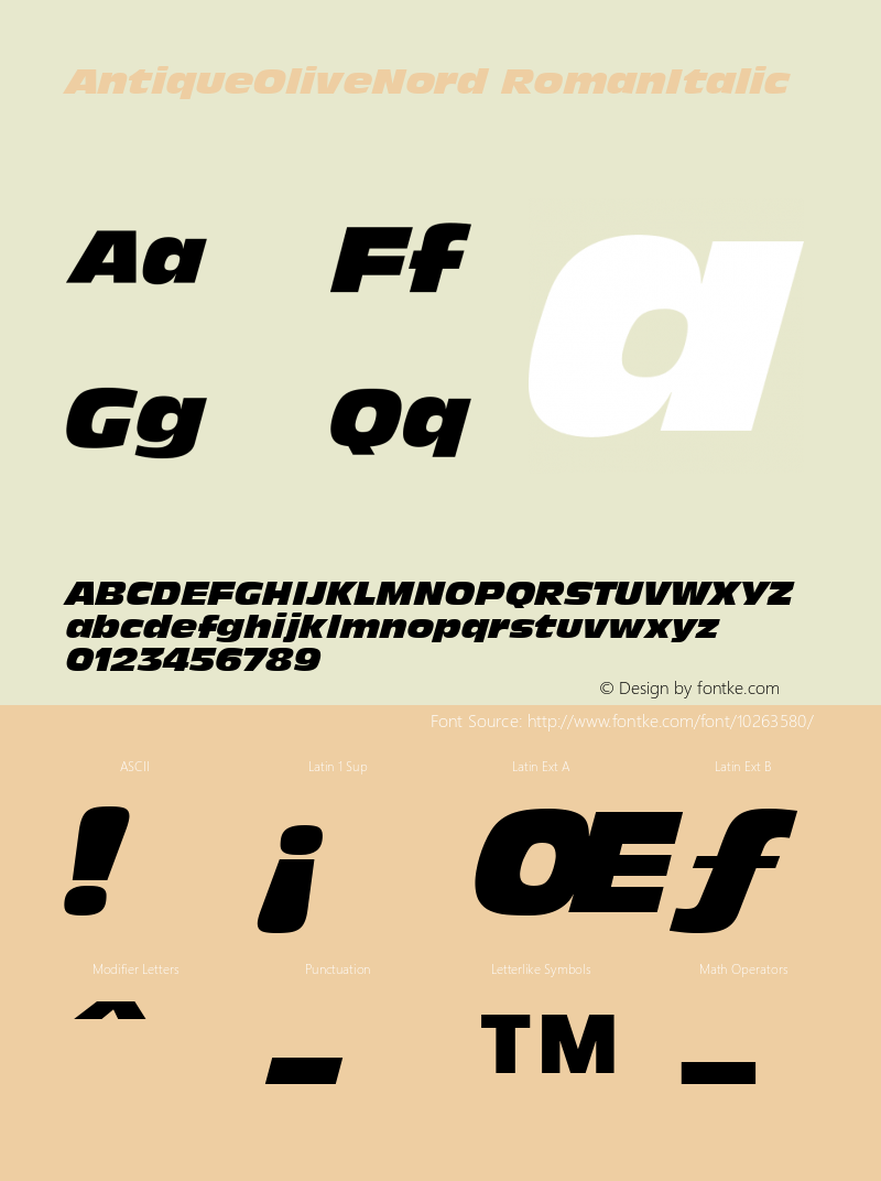 AntiqueOliveNord RomanItalic Version 1.00图片样张