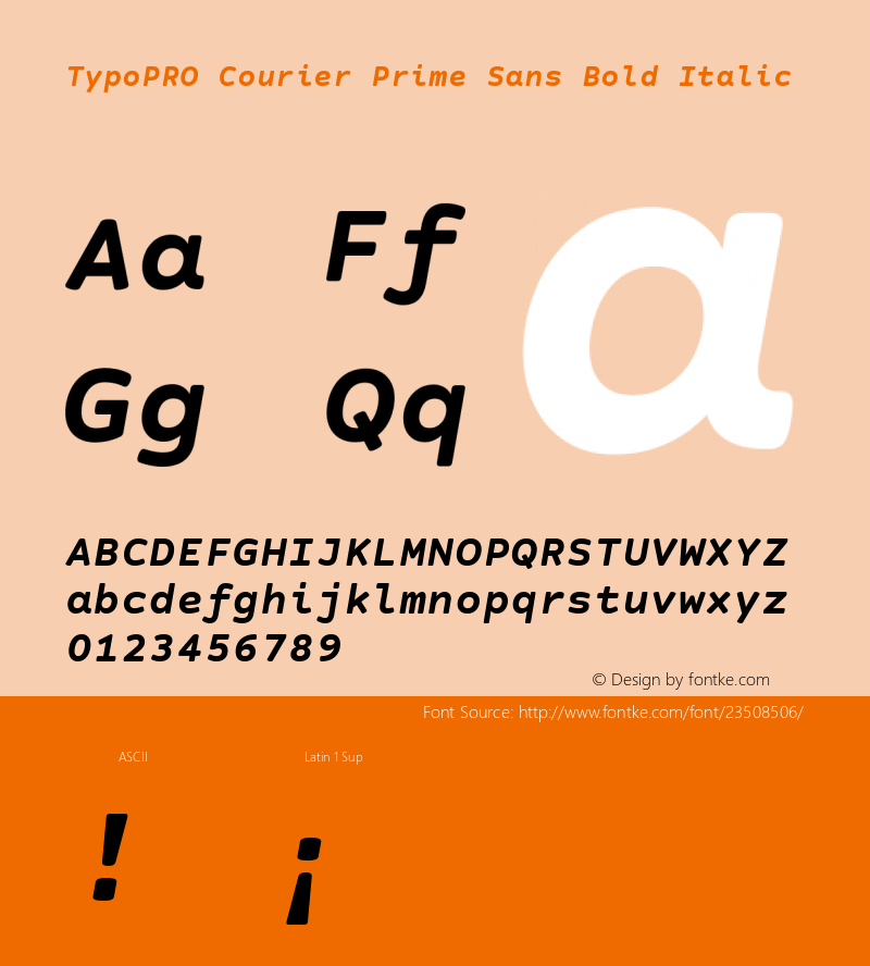 TypoPRO Courier Prime Sans Bold Italic Version 3.020图片样张
