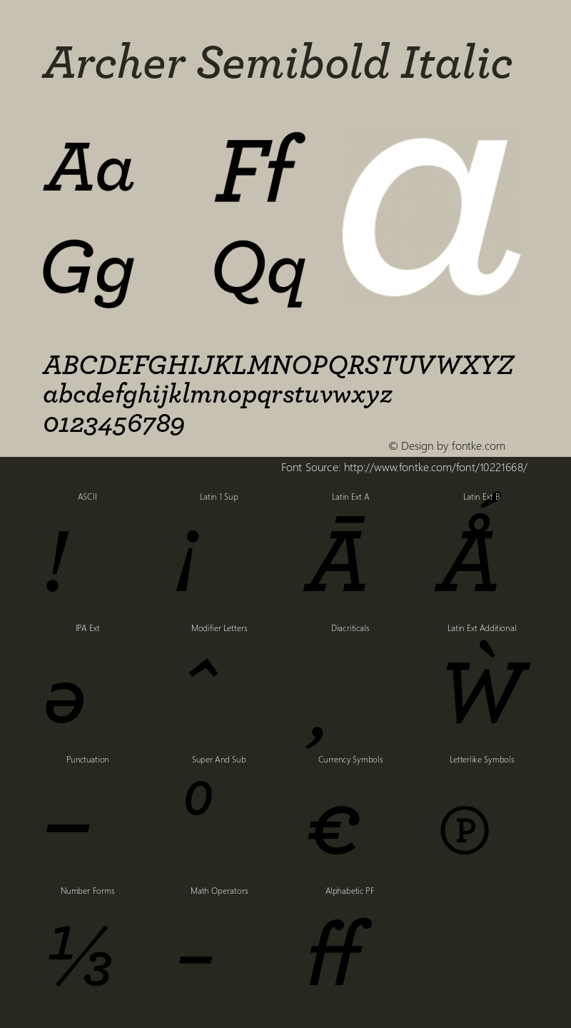 Archer Semibold Italic Version 1.200 Pro图片样张