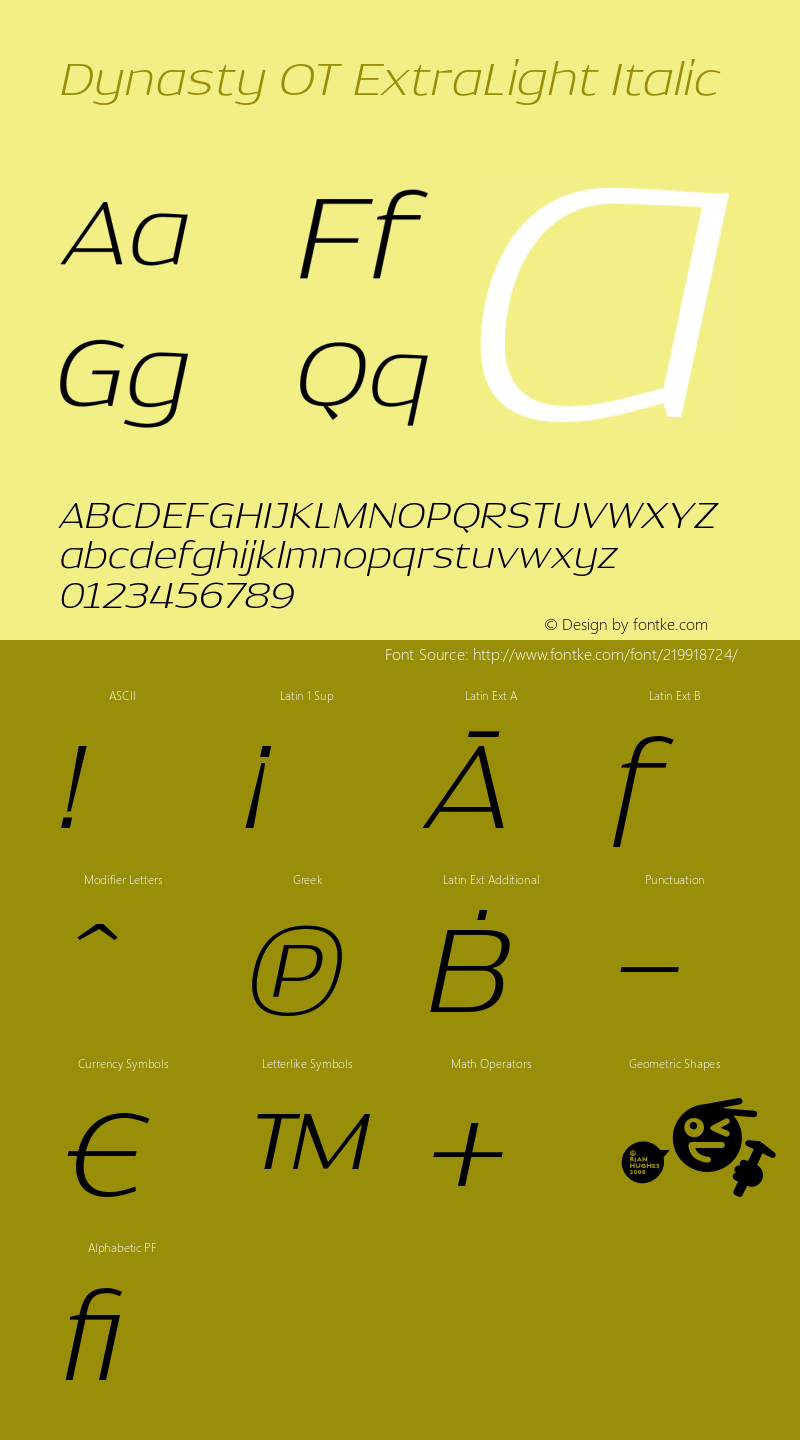 DynastyOT-ExtraLightItalic Version 2.000图片样张