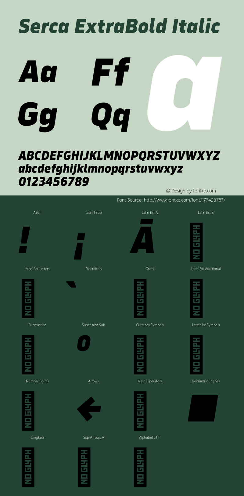 Serca ExtraBold Italic Version 1.000;hotconv 1.0.109;makeotfexe 2.5.65596图片样张