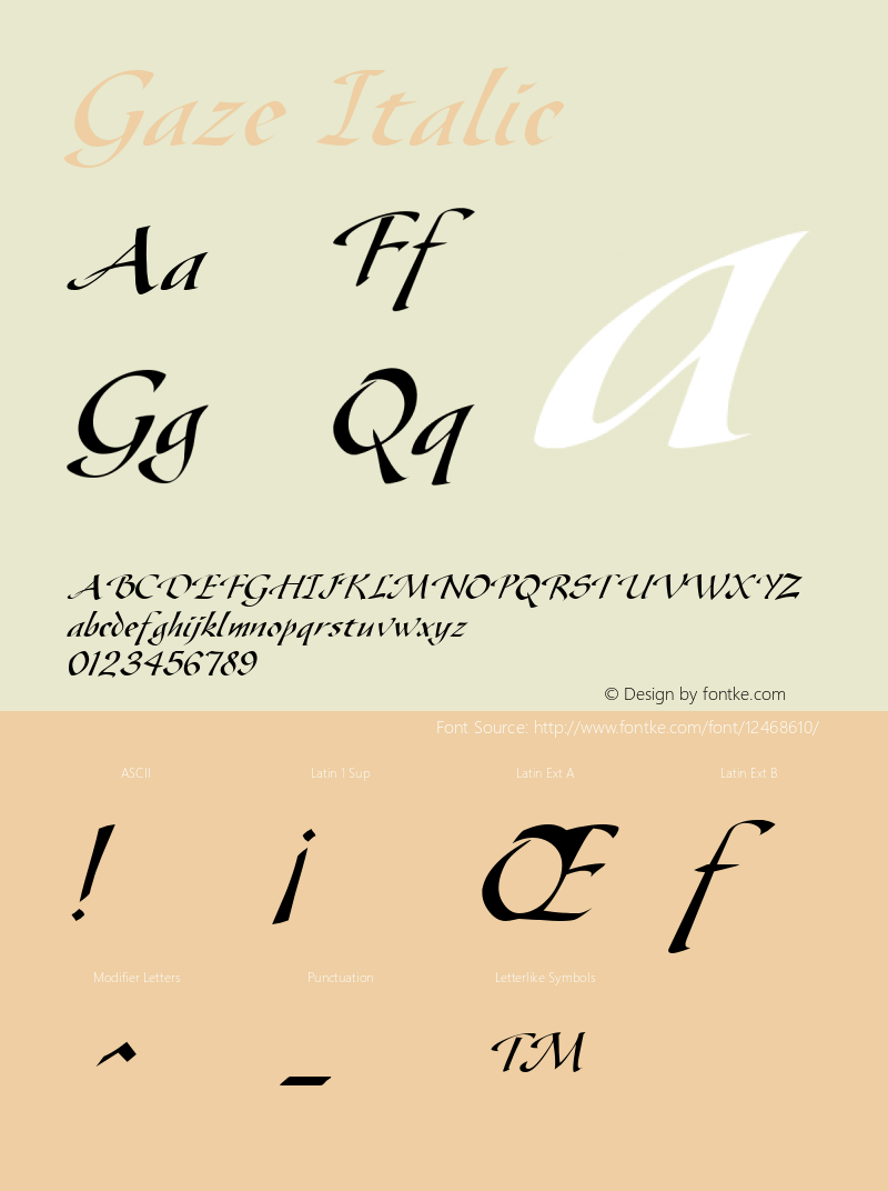 Gaze Italic 1.0/1995: 2.0/2001图片样张