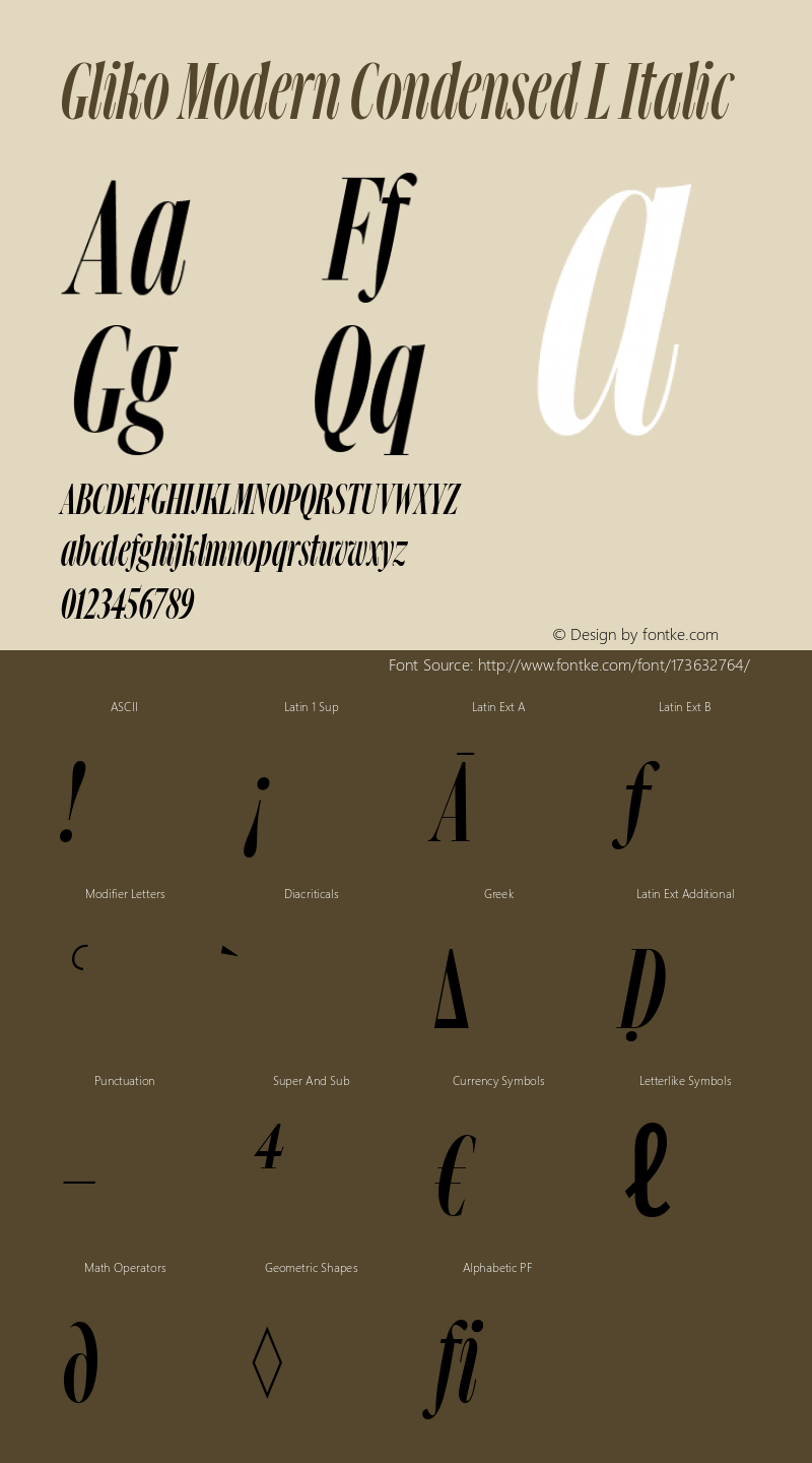 Gliko Modern Condensed L Italic Version 2.001图片样张