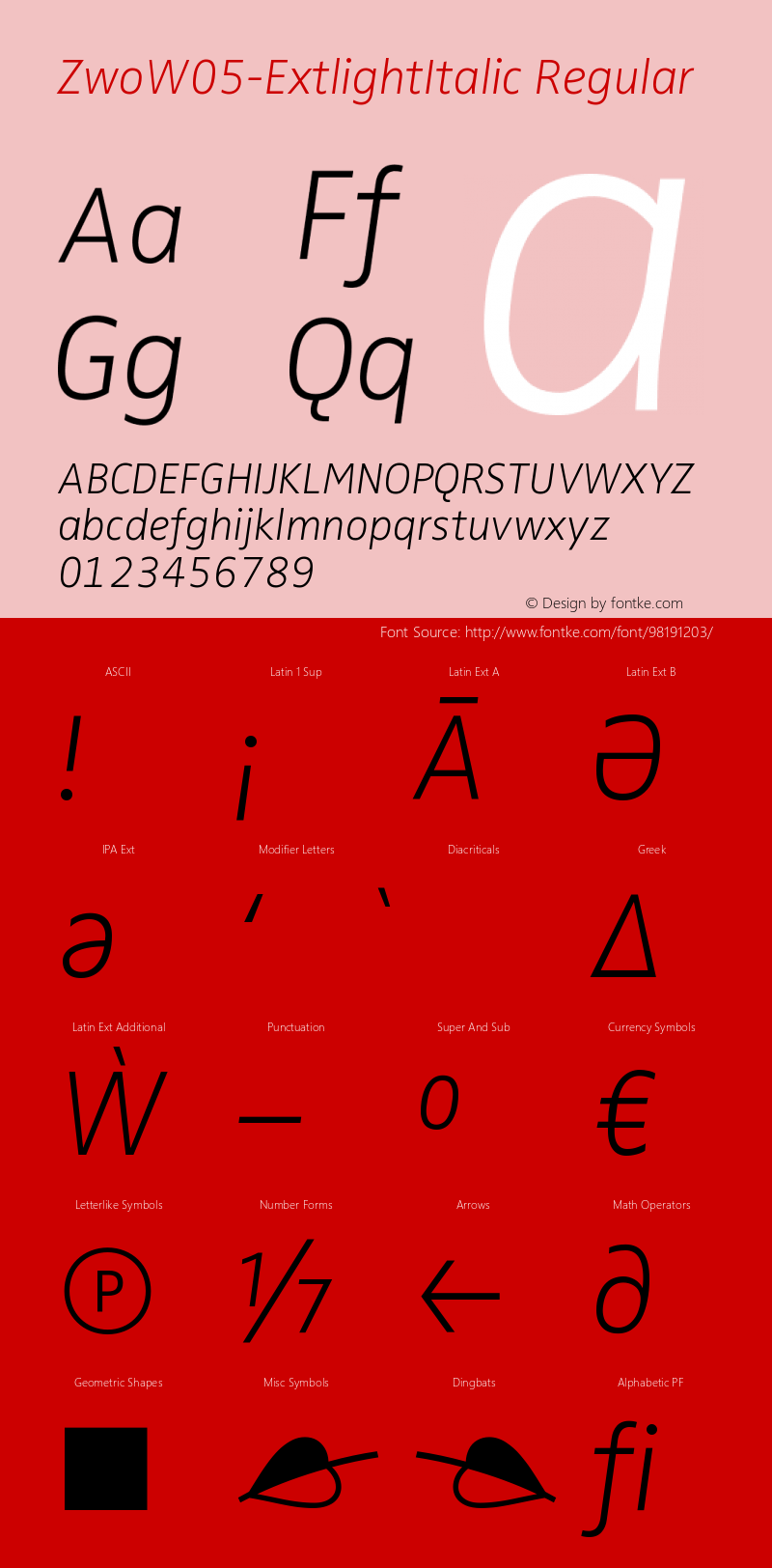 Zwo W05 Extlight Italic Version 7.504图片样张