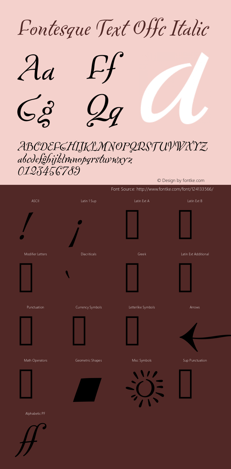 Fontesque Text Offc Italic Version 7.504; 2010; Build 1002图片样张