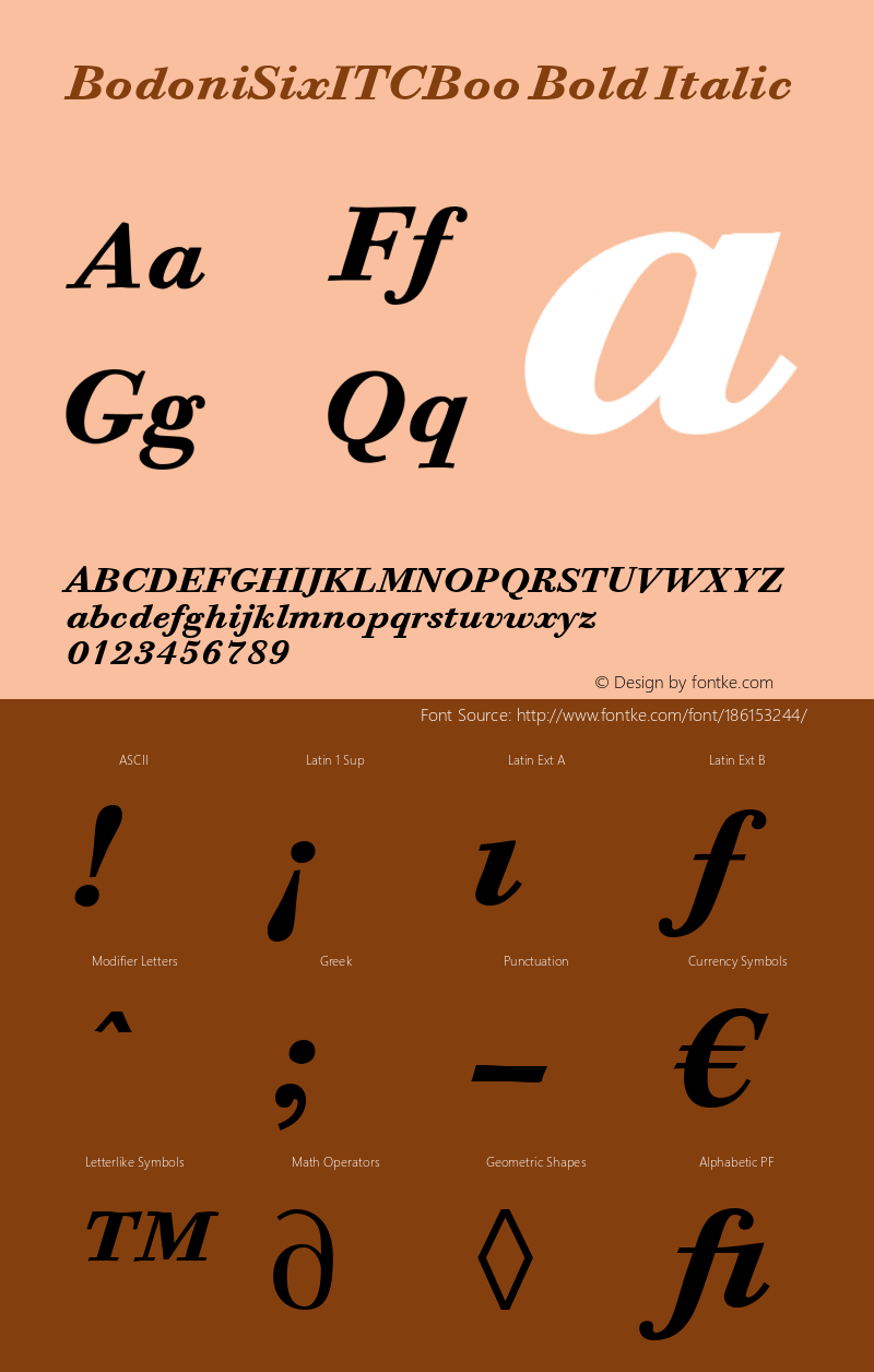 Bodoni Six ITC Bold Italic Version 2.0图片样张