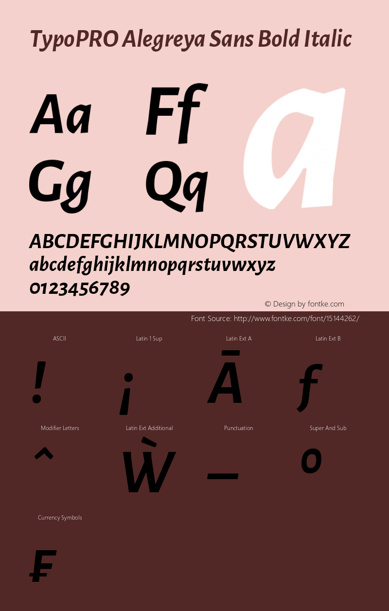 TypoPRO Alegreya Sans Bold Italic Version 1.000;PS 001.000;hotconv 1.0.70;makeotf.lib2.5.58329 DEVELOPMENT图片样张