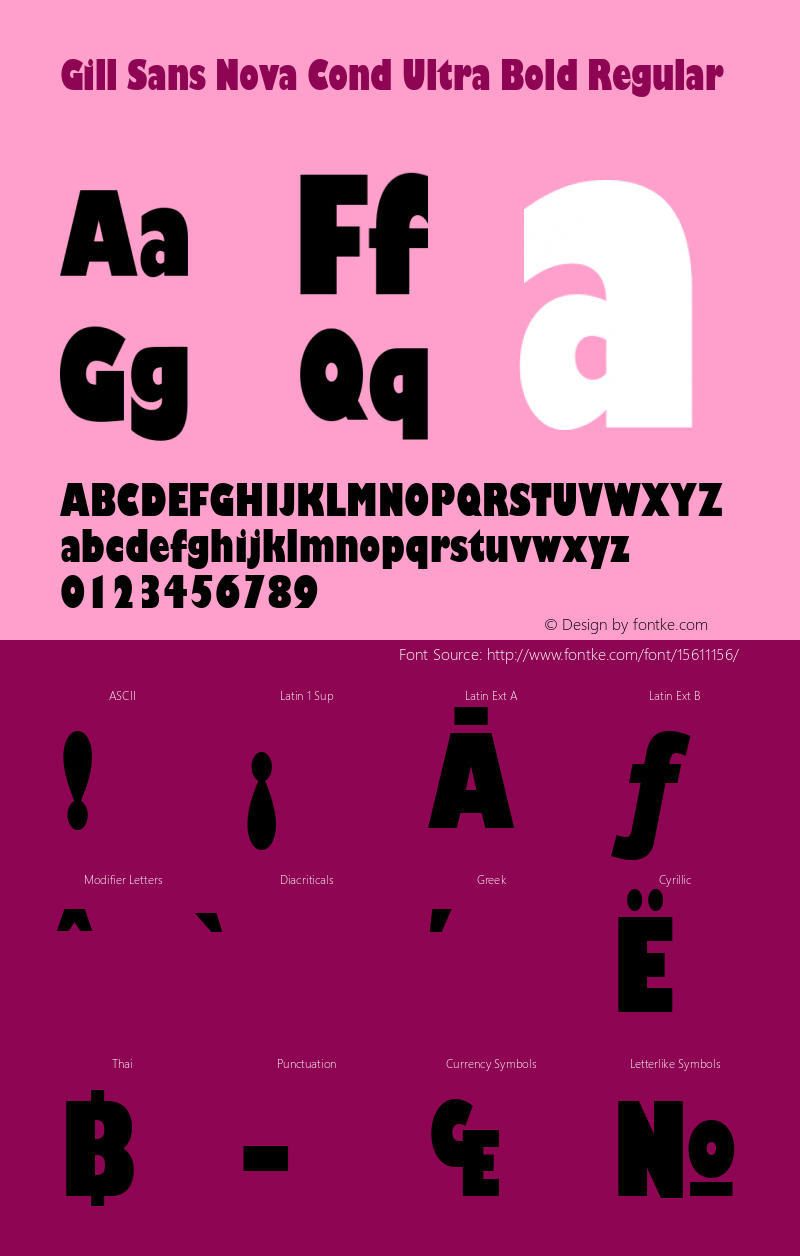 Gill Sans Nova Cond Ultra Bold Regular Version 1.01图片样张