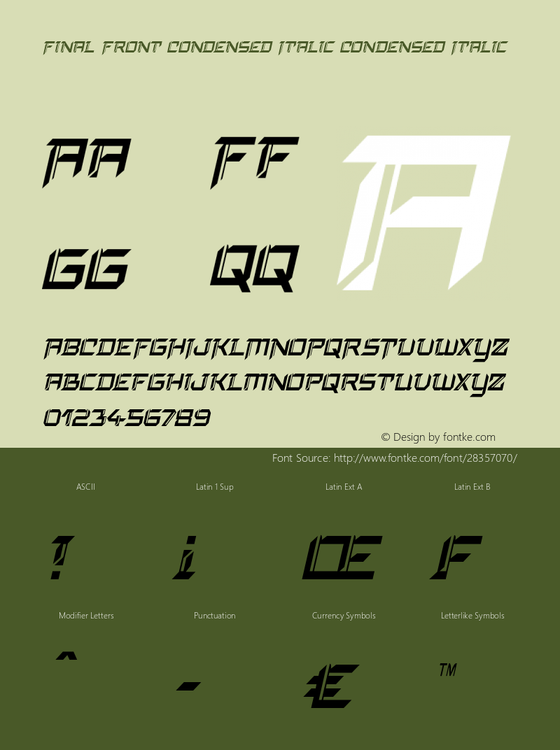 Final Front Condensed Italic Version 1.0; 2019图片样张