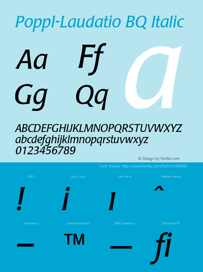 Poppl-Laudatio BQ Italic Version 001.000图片样张