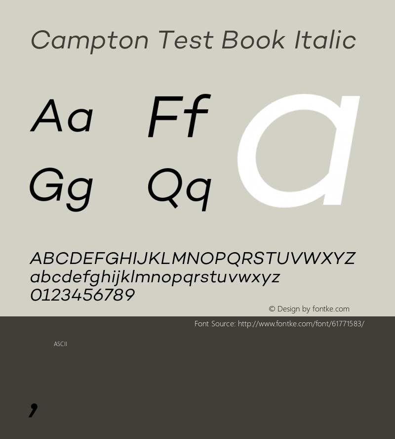 Campton Test Book Italic Version 1.002;PS 001.002;hotconv 1.0.88;makeotf.lib2.5.64775图片样张