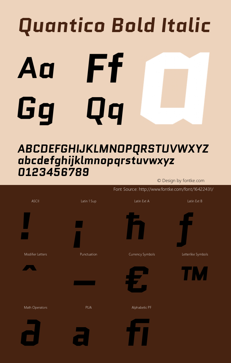 Quantico Bold Italic Version 2.002图片样张