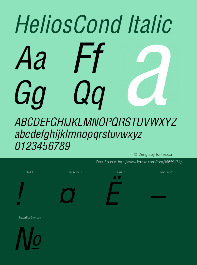 HeliosCond Italic Version 001.001图片样张