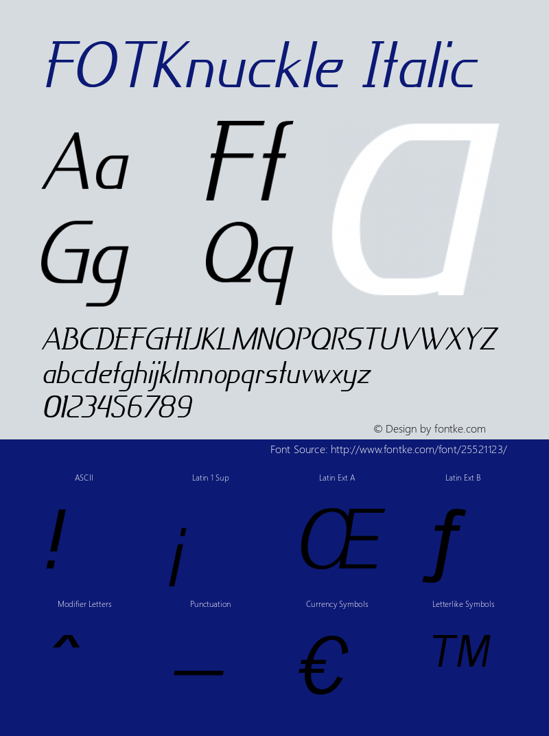 FOTKnuckle-Italic Version 1.000图片样张