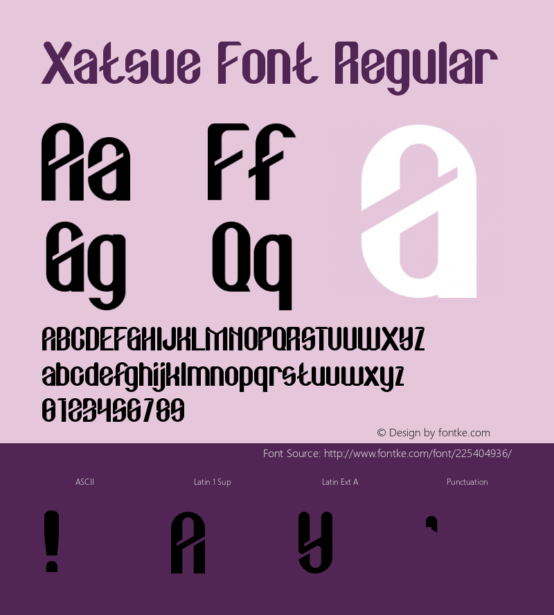 Xatsue Font Version 1.001;Fontself Maker 3.5.7图片样张