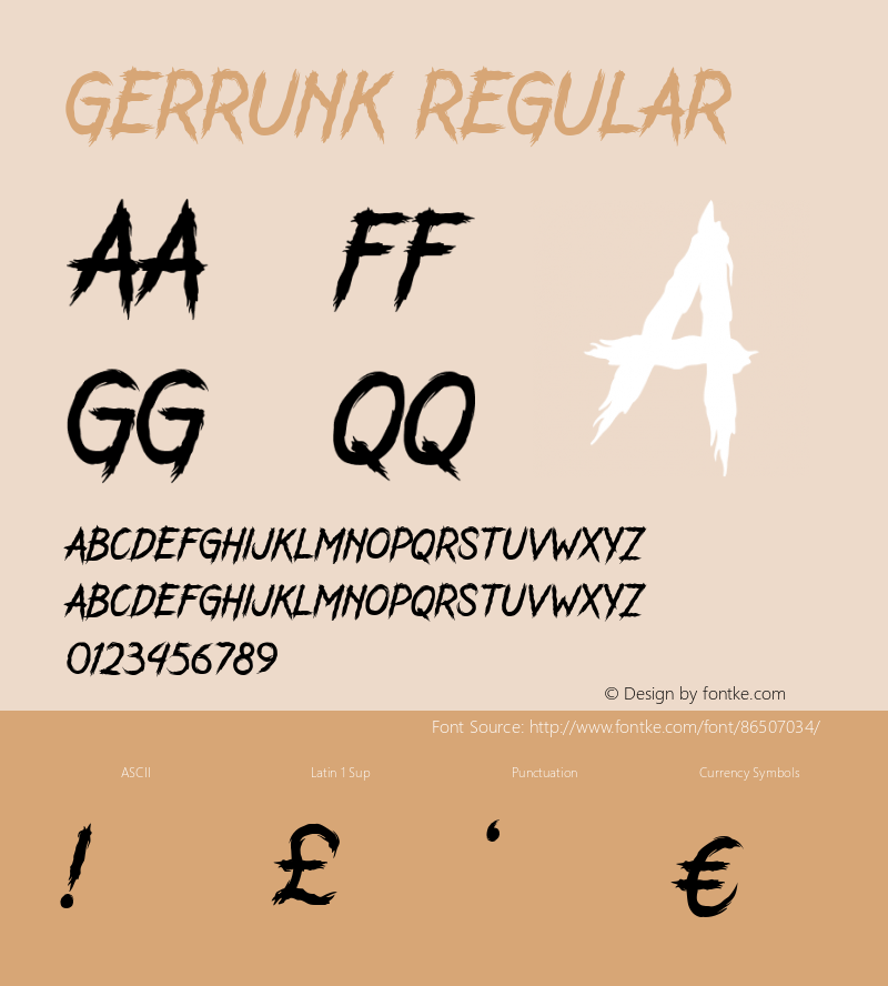 GERRUNK Version 1.00;October 11, 2020;FontCreator 12.0.0.2546 64-bit图片样张