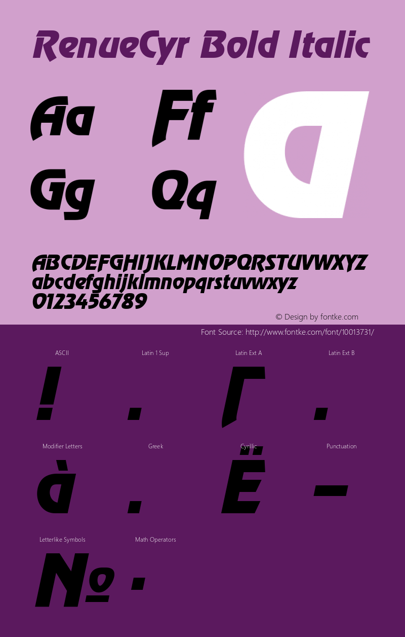 RenueCyr Bold Italic Version 1.01图片样张