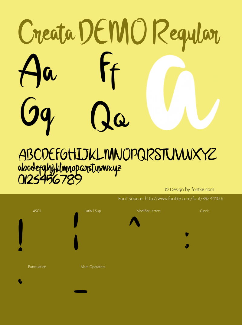 Creata DEMO Version 1.00;September 21, 2019;FontCreator 11.5.0.2422 64-bit图片样张