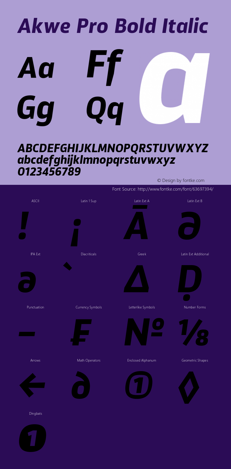 Akwe Pro Bold Italic Version 1.000;PS 001.000;hotconv 1.0.88;makeotf.lib2.5.64775图片样张
