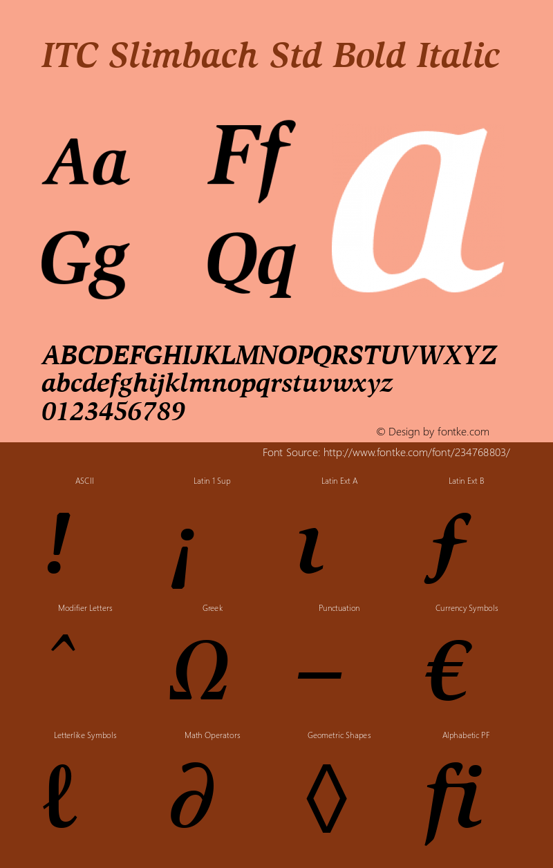 ITC Slimbach Std Bold Italic Version 1.00 Build 1000图片样张