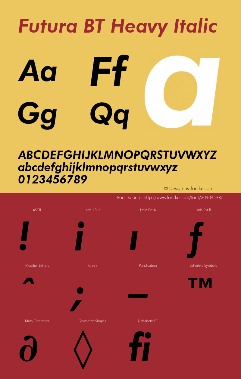 Futura Heavy Italic BT spoyal2tt v1.25图片样张