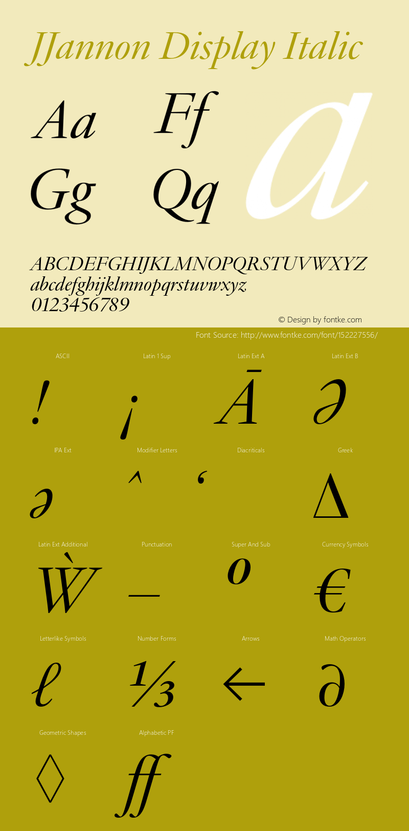 JJannonDisplay-Italic Version 1.0 | wf-rip DC20190210图片样张