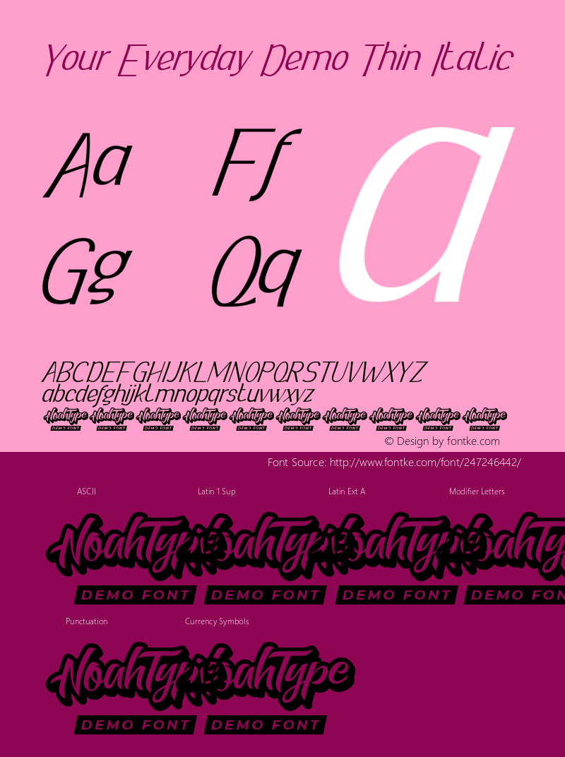 Your Everyday Demo Thin Italic Version 1.002;Fontself Maker 3.5.4图片样张