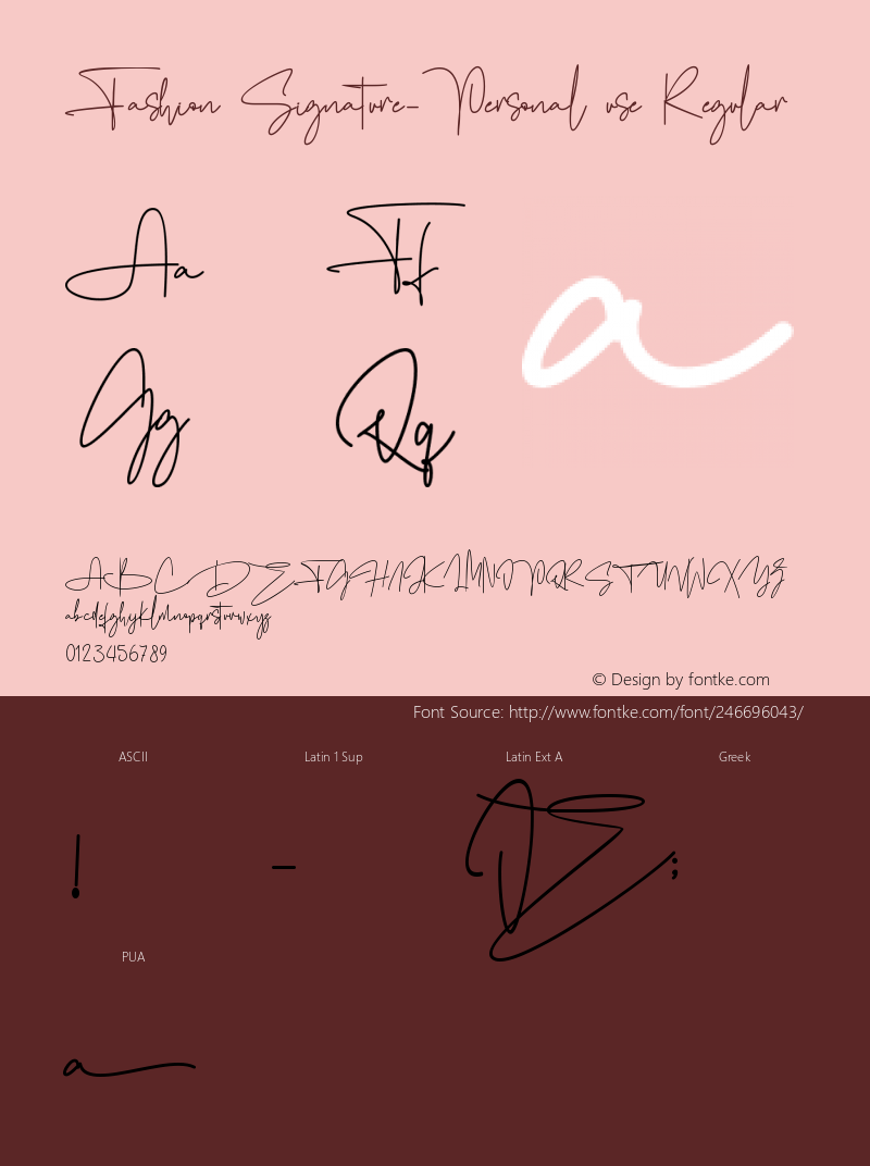 Fashion Signature-Personal use Version 1.00;May 27, 2022;FontCreator 13.0.0.2683 64-bit图片样张
