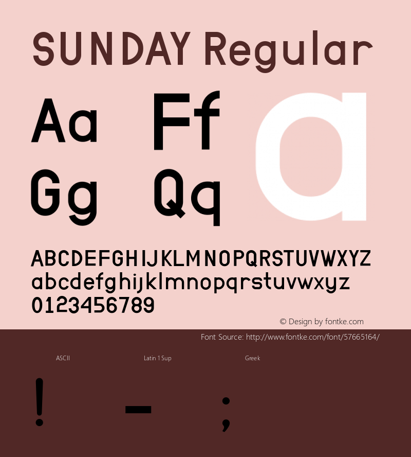 SUNDAY Version 1.00;February 25, 2020;FontCreator 11.5.0.2427 32-bit图片样张