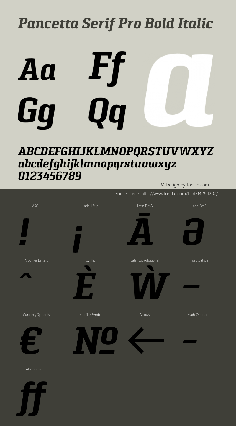 Pancetta Serif Pro Bold Italic Version 001.000图片样张