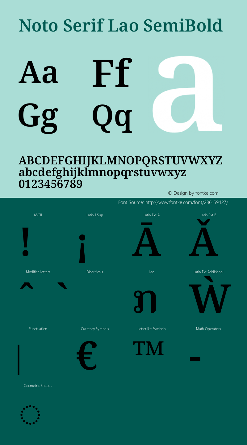 Noto Serif Lao SemiBold Version 2.002图片样张