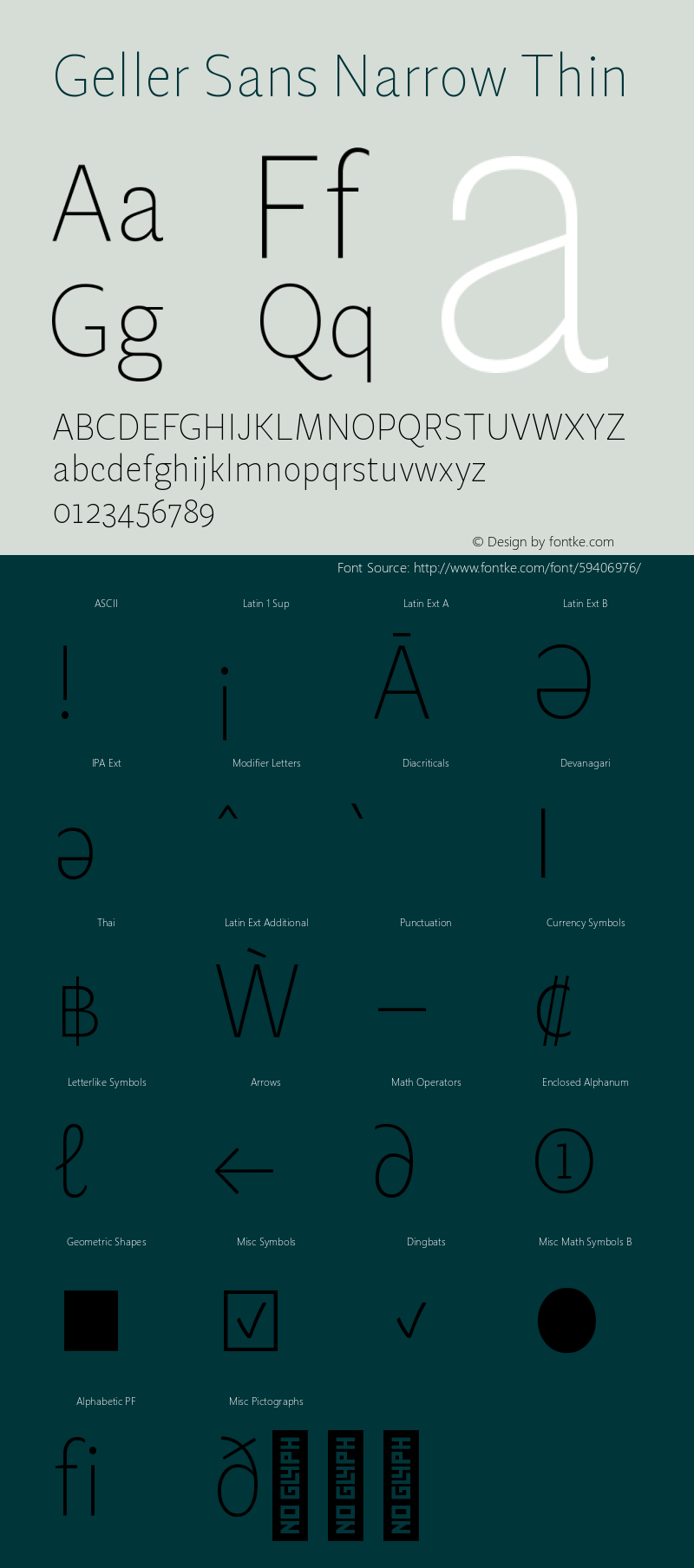 Geller Sans Narrow Thin Version 1.000;hotconv 1.0.109;makeotfexe 2.5.65596图片样张