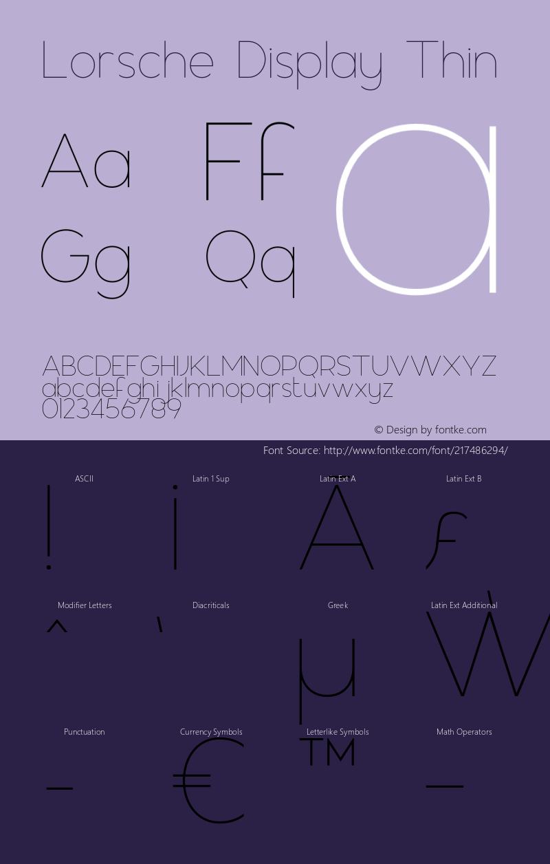Lorsche Display Thin Version 1.000;hotconv 1.0.109;makeotfexe 2.5.65596图片样张