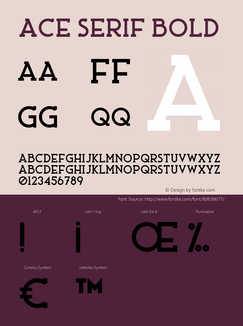 Ace Serif Bold Version 1.002;Fontself Maker 2.3.4图片样张