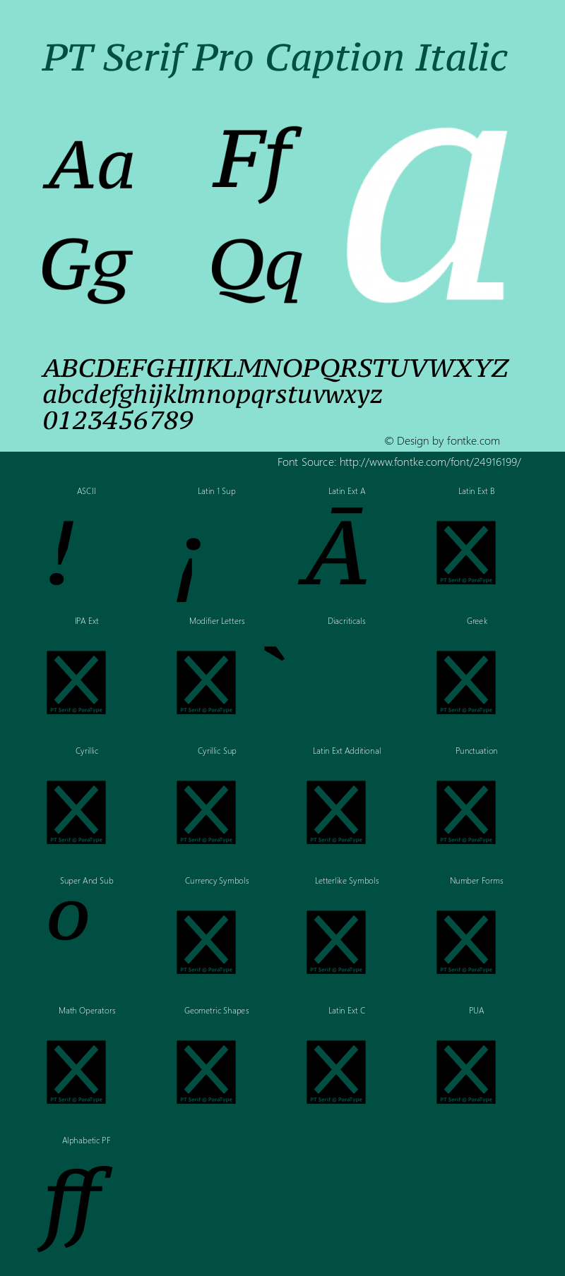 PT Serif Pro Caption Italic Version 1.000; Fonts for Free; vk.com/fontsforfree图片样张