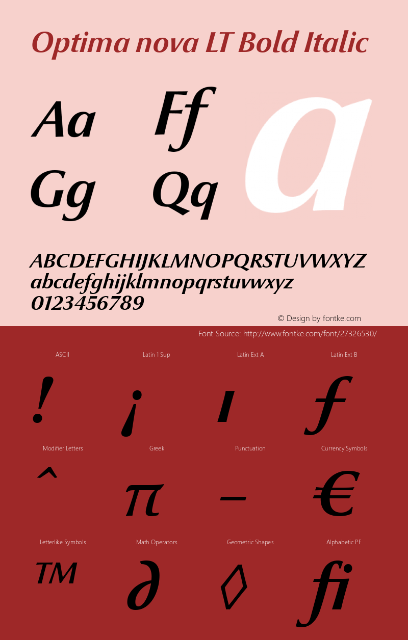 Optima nova LT Bold Italic Version 1.21图片样张