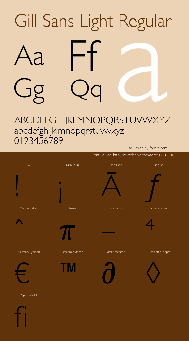 Gill Sans Light Regular Version 1.3 (Hewlett-Packard)图片样张