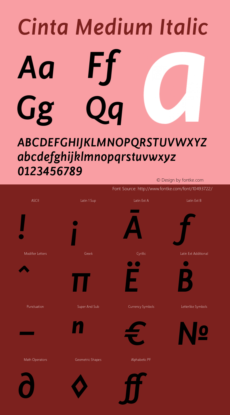 Cinta Medium Italic Version 1.000图片样张