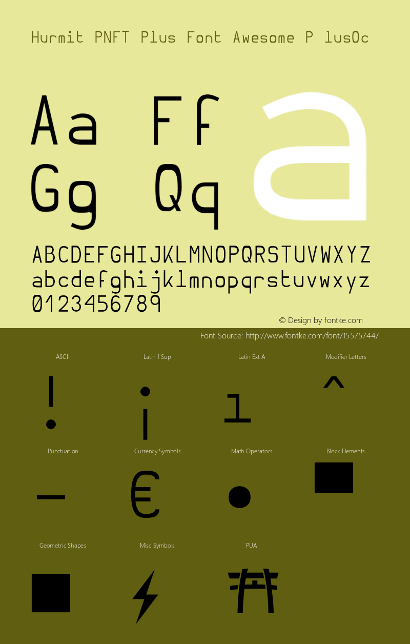 Hurmit PNFT Plus Font Awesome P lusOc Version 1.21;Nerd Fonts 0.4.图片样张