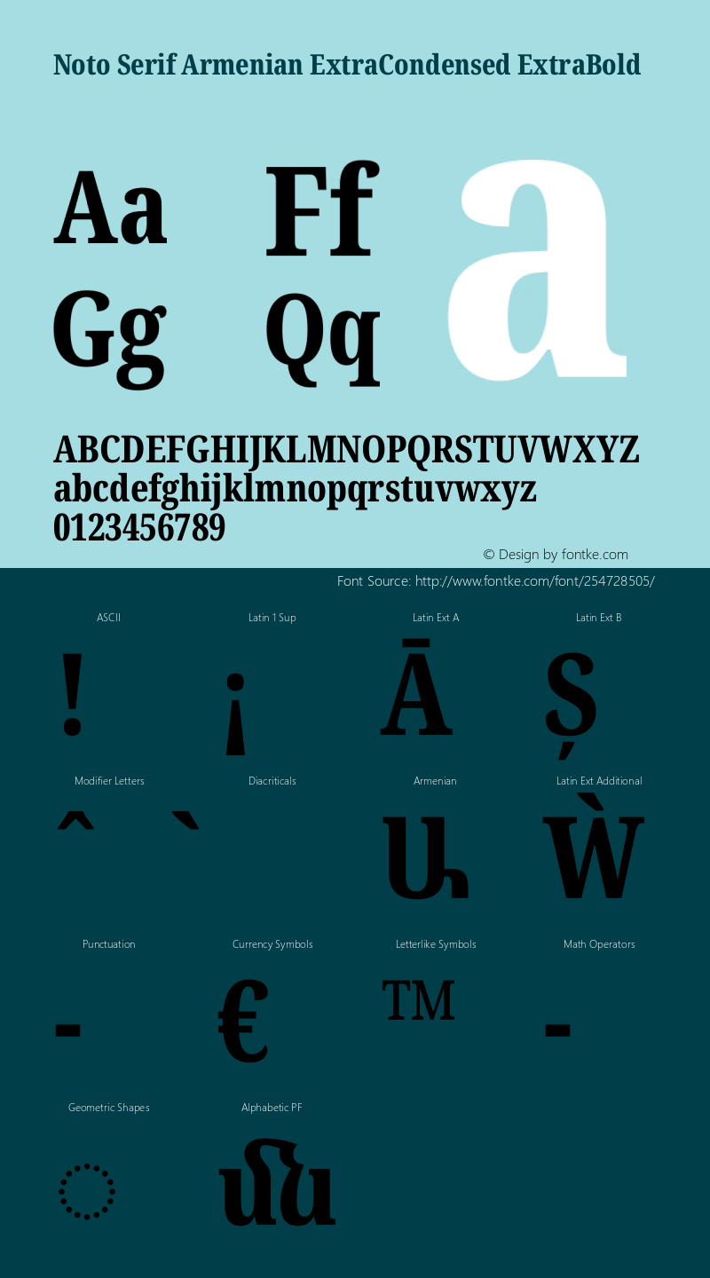 Noto Serif Armenian ExtraCondensed ExtraBold Version 2.008图片样张