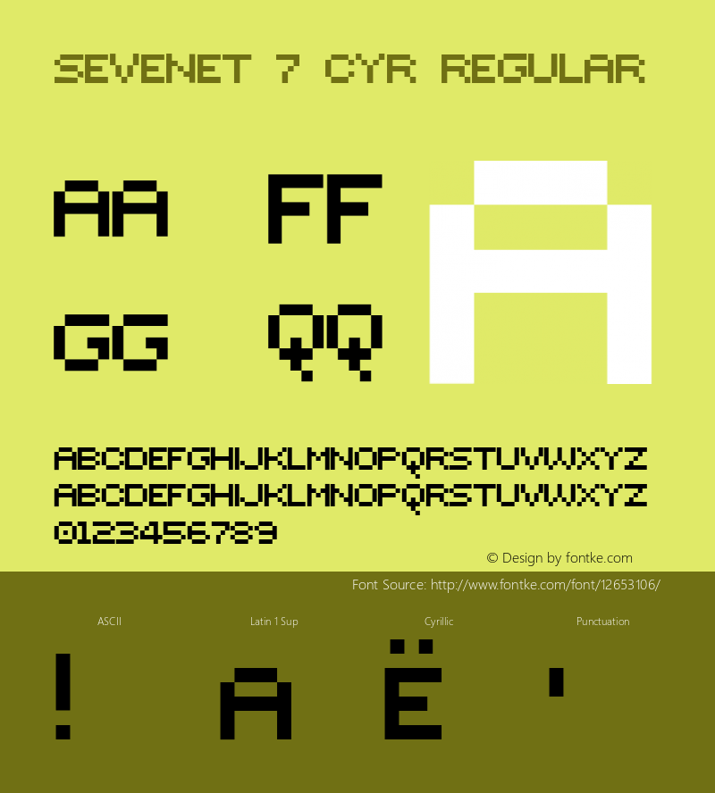 Sevenet 7 Cyr Regular Version 1.1; 2000图片样张