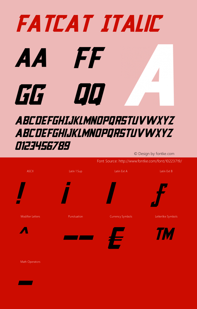 Fatcat Italic Version 1.000;PS 001.000;Core 1.0.38图片样张