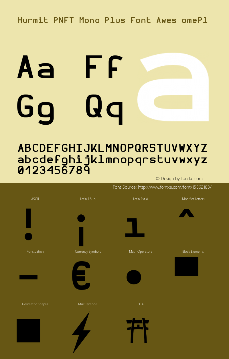 Hurmit PNFT Mono Plus Font Awes omePl Version 1.21;Nerd Fonts 0.4.图片样张