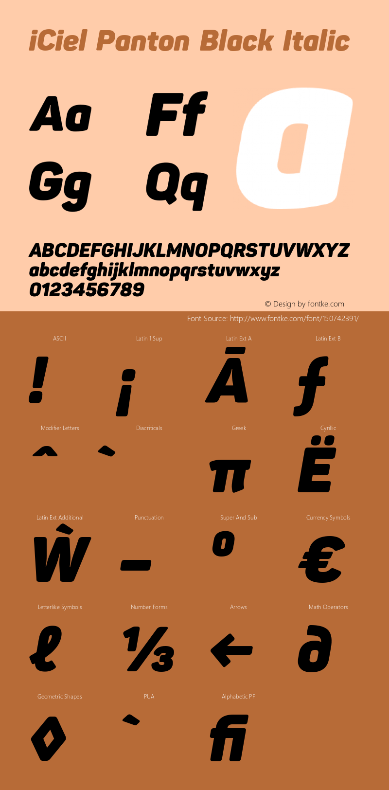 iCielPanton-BlackItalic Version 1.00 February 7, 2015, initial release图片样张