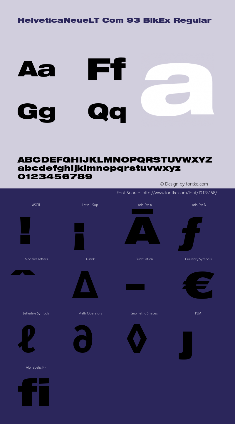 HelveticaNeueLT Com 93 BlkEx Regular Version 1.00; 2006图片样张