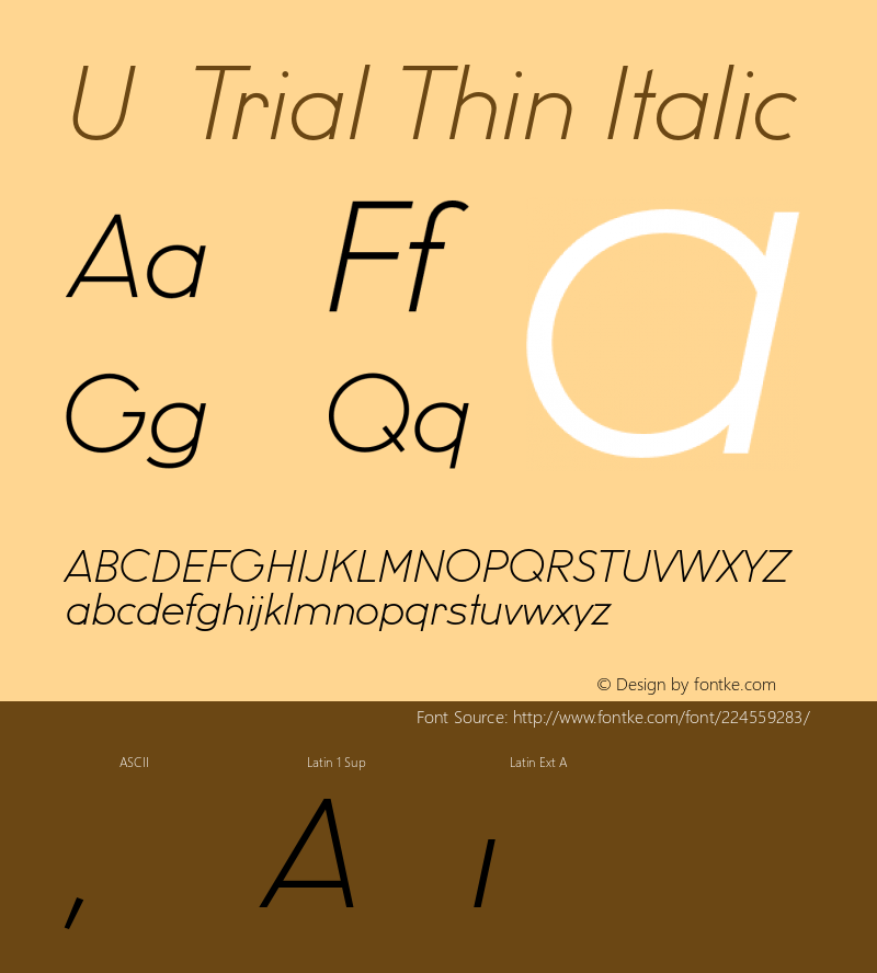 U8 Trial Thin Italic Version 002.000图片样张