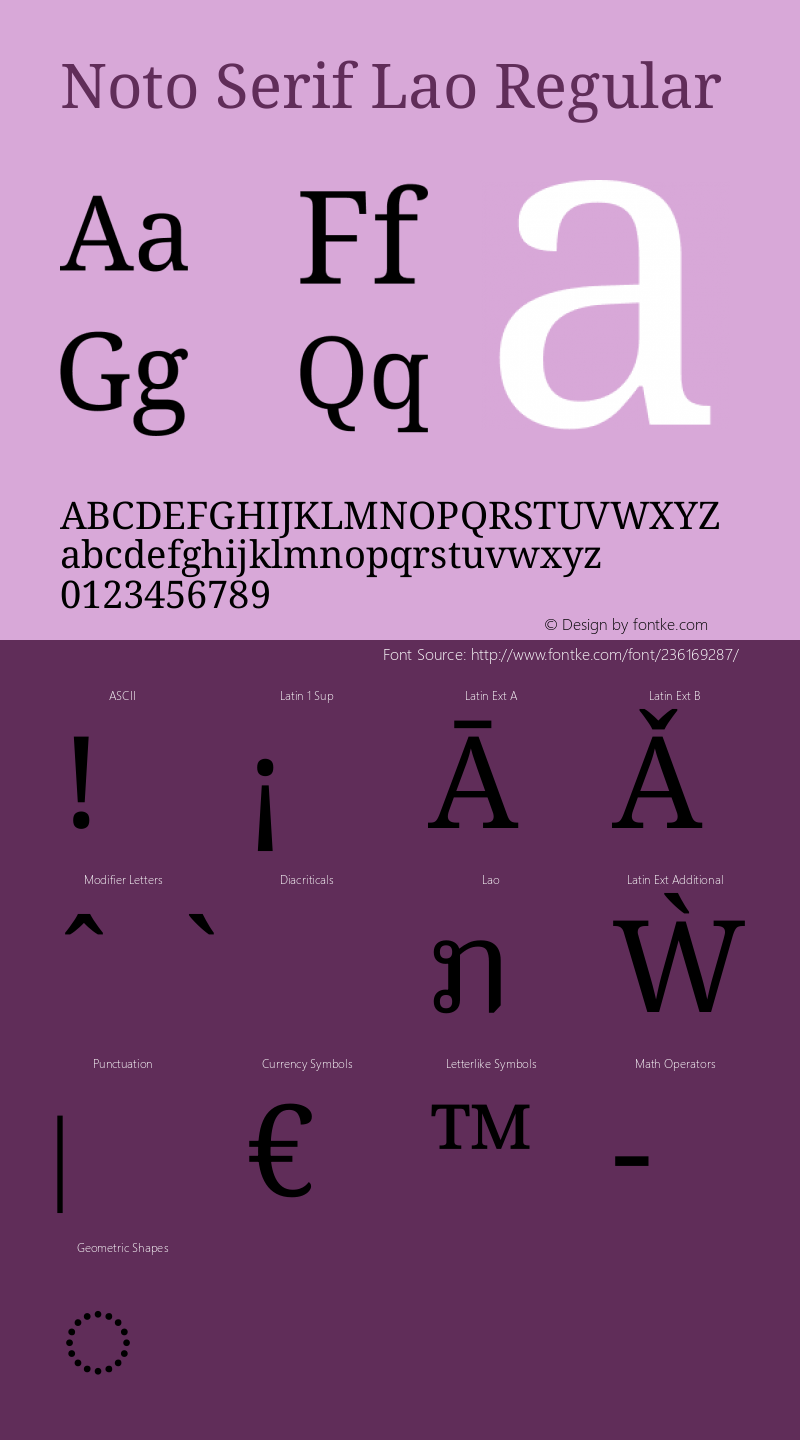 Noto Serif Lao Regular Version 2.002图片样张