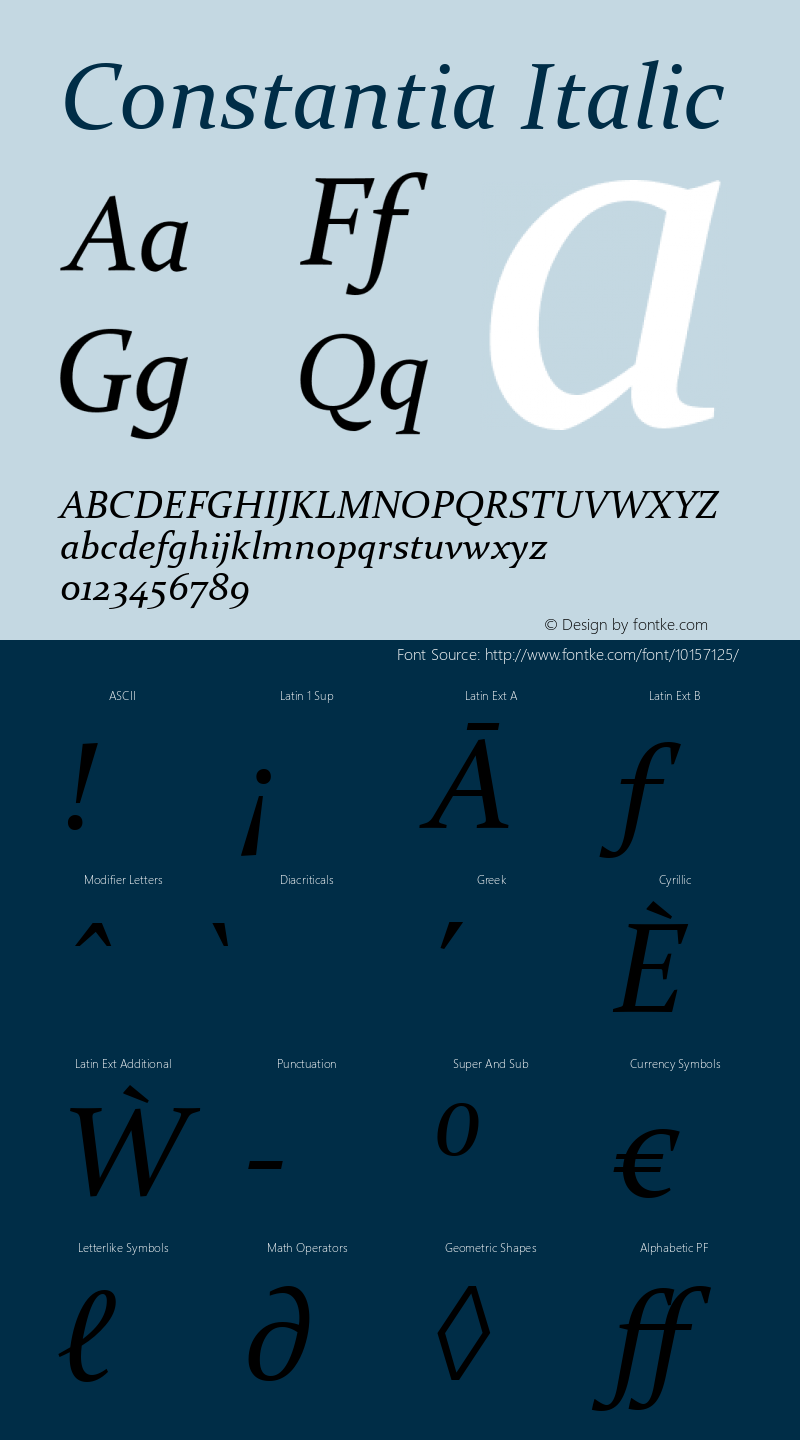 Constantia Italic Version 1.00图片样张